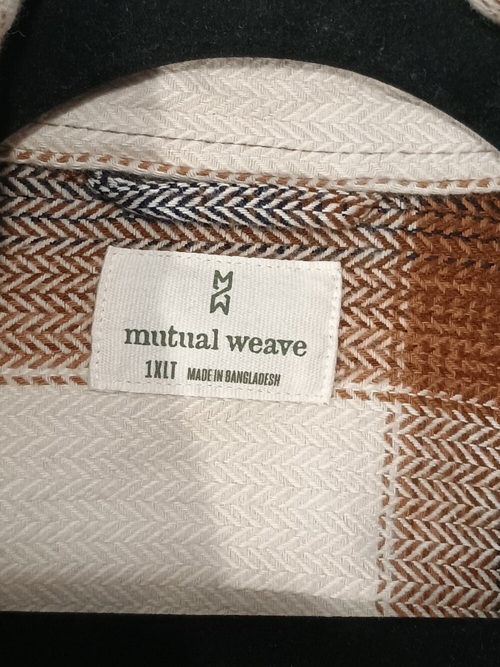 NWT Mutual Weave Big & Tall Ivory Buffalo Plaid Cotton Shacket Shirt Jacket 1XLT - Picture 5 of 10